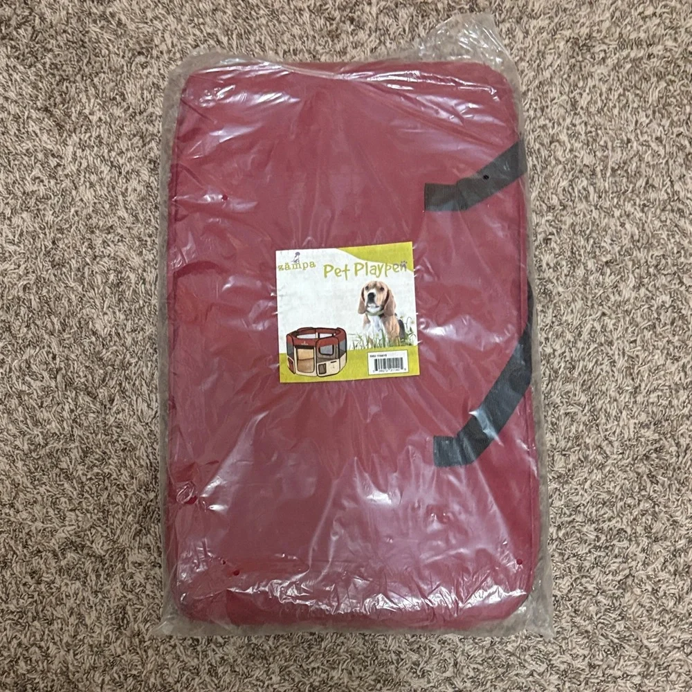 Small Red Pet Pop Up Travel Portable Isolation Playpen 36”x 36”x 24” New 🐾